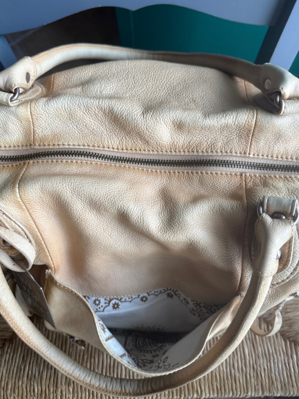 We The Free Emerson tote Italian straw Leather Hobo with Braided Accents - Picture 9 of 16